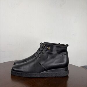 Stonefly Chukka Boots Women's 38 / 7.5 Black Leather Wedge Ankle Booties Comfort